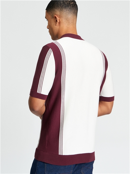 Short Sleeve Colour Block Sport Polo in Ivory