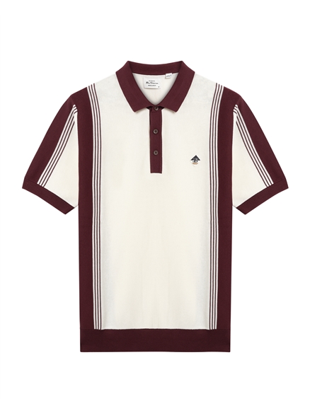 Short Sleeve Colour Block Sport Polo in Ivory