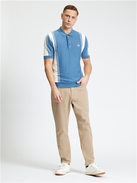 Short Sleeve Colour Block Sport Polo in Riviera Blue
