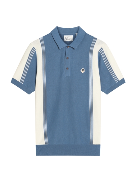Short Sleeve Colour Block Sport Polo in Riviera Blue