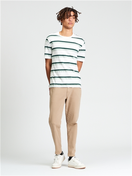 Jacquard Stripe Tee in Snow White
