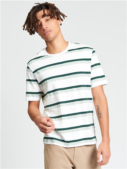 Jacquard Stripe Tee in Snow White