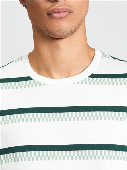 Jacquard Stripe Tee in Snow White