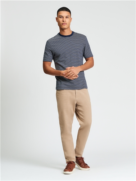 Short Sleeve Fine Stripe Tshirt in Dark Navy