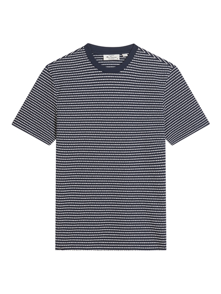 Short Sleeve Fine Stripe Tshirt in Dark Navy