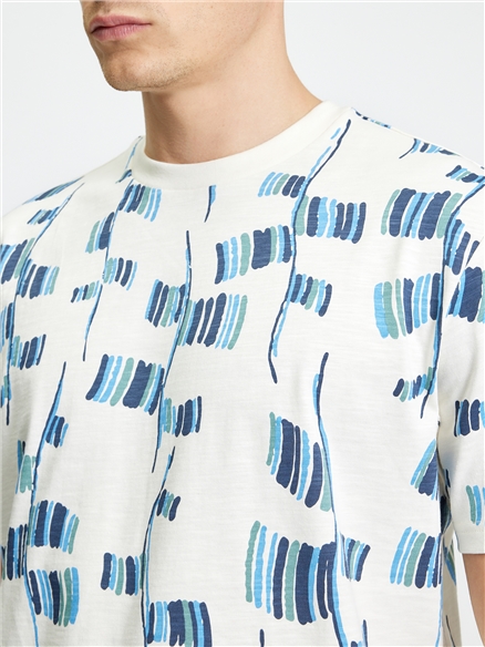 Short Sleeve Flag Printed Tshirt in Snow White