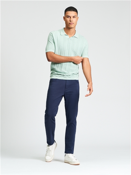 Short Sleeve Wave Texture Polo in MINT
