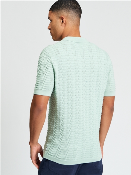 Short Sleeve Wave Texture Polo in MINT
