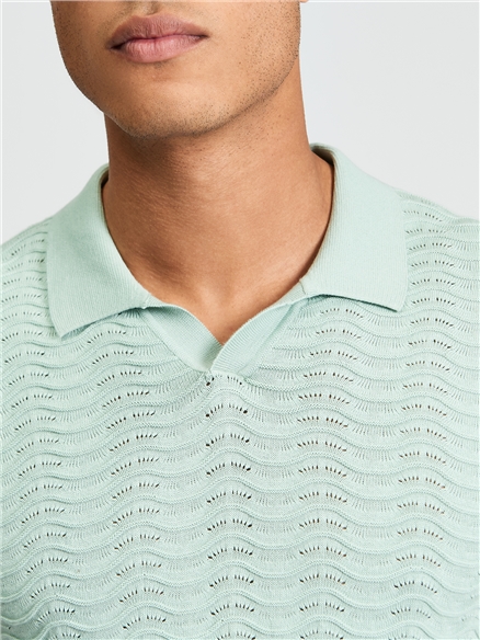 Short Sleeve Wave Texture Polo in MINT