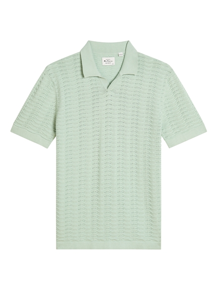 Short Sleeve Wave Texture Polo in MINT