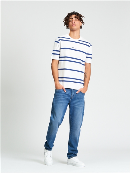 Pique Stripe Tee in Snow White