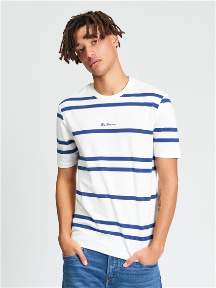 Pique Stripe Tee in Snow White