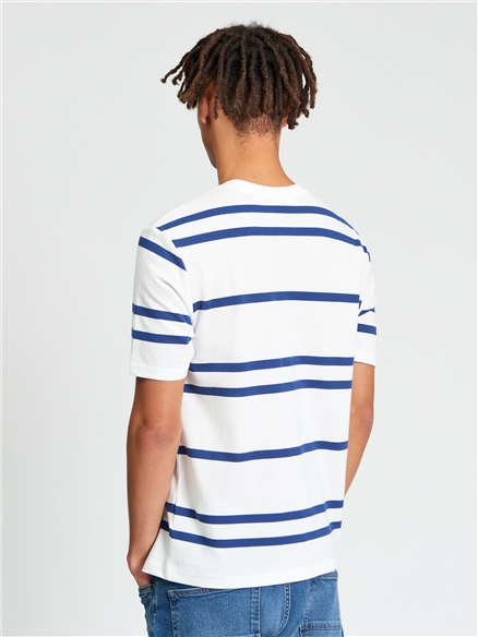 Pique Stripe Tee in Snow White