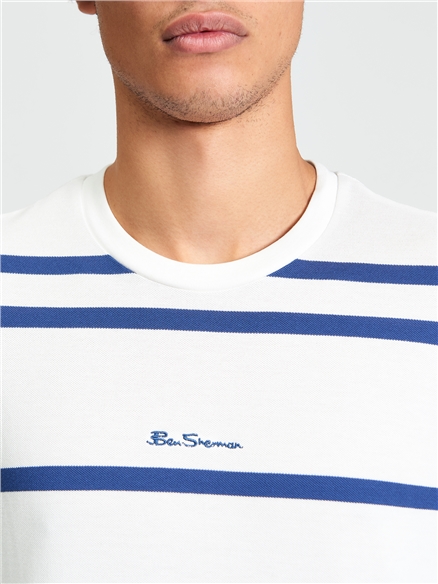 Pique Stripe Tee in Snow White