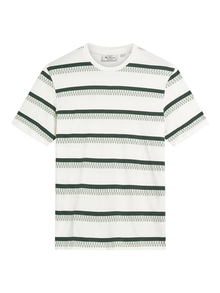 Pique Stripe Tee in Snow White