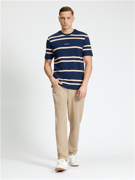Pique Stripe Tee in Dark Navy
