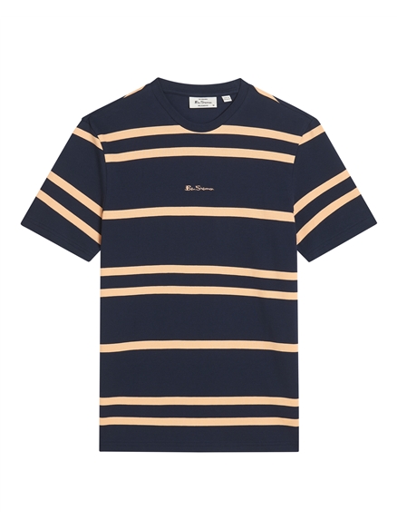 Pique Stripe Tee in Dark Navy