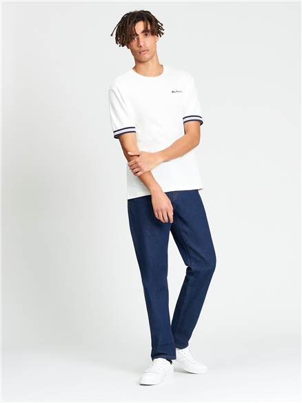 Pique Tipped Tee in Snow White