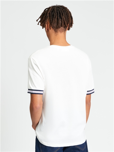 Pique Tipped Tee in Snow White