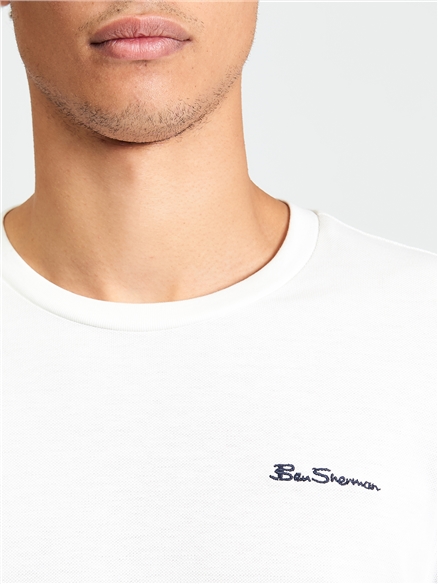 Pique Tipped Tee in Snow White