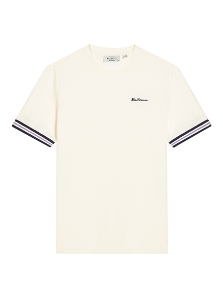 Pique Tipped Tee in Snow White