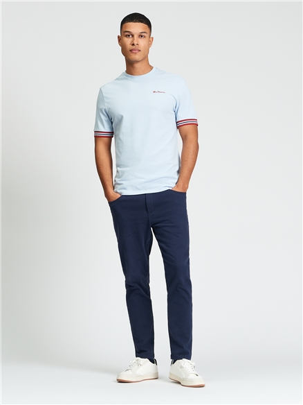 Pique Tipped Tee in Powder Blue