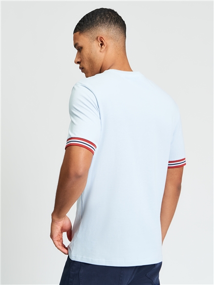 Pique Tipped Tee in Powder Blue