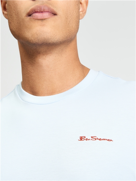 Pique Tipped Tee in Powder Blue