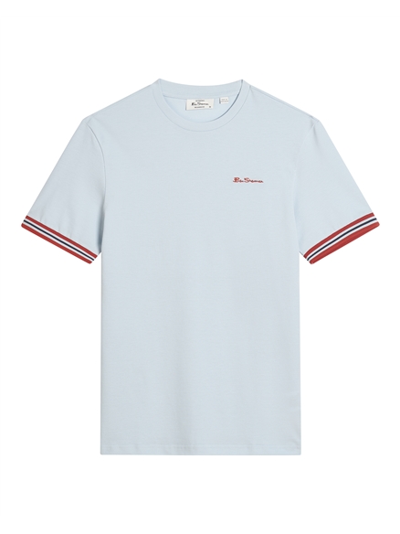 Pique Tipped Tee in Powder Blue