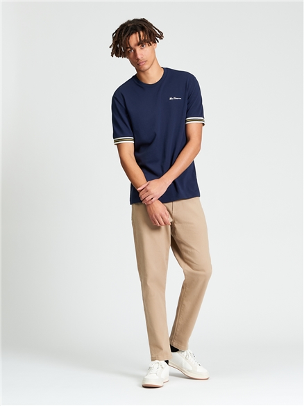 Pique Tipped Tee in Dark Navy