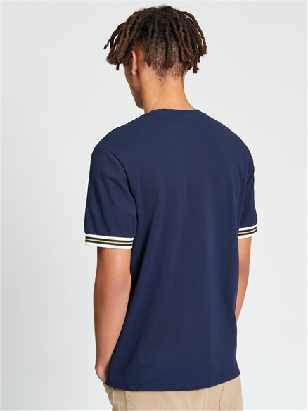 Pique Tipped Tee in Dark Navy