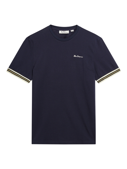 Pique Tipped Tee in Dark Navy