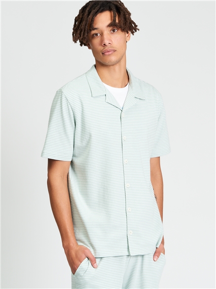 Short Sleeve Tri Colour Textured Shirt in MINT