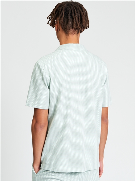 Short Sleeve Tri Colour Textured Shirt in MINT