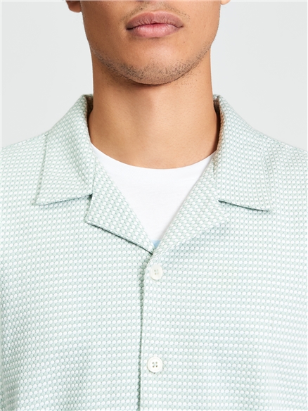 Short Sleeve Tri Colour Textured Shirt in MINT