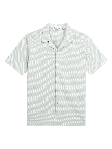 Short Sleeve Tri Colour Textured Shirt in MINT