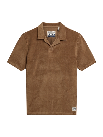 Short Sleeve Towelling Polo in Light Brown
