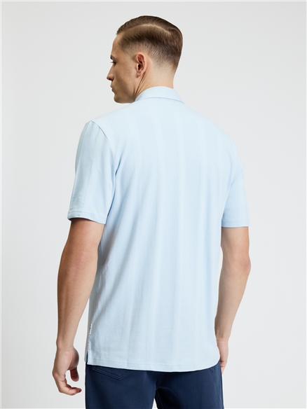Vertical Textured Pique Shirt in Powder Blue