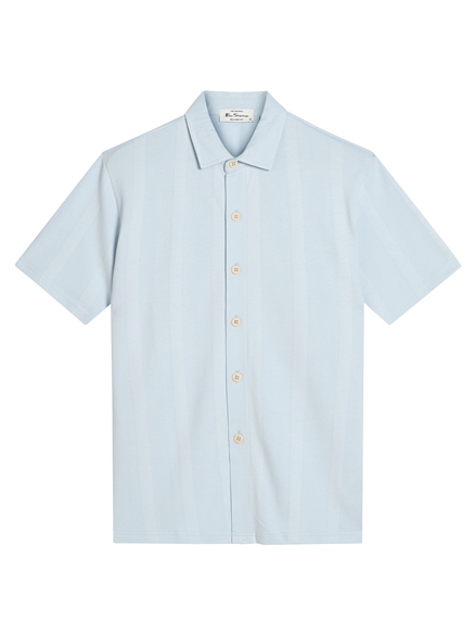 Vertical Textured Pique Shirt in Powder Blue