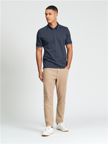 Jacquard Polo in Dark Navy
