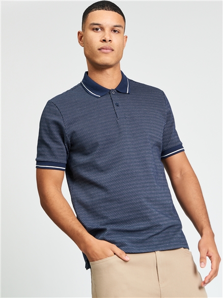 Jacquard Polo in Dark Navy
