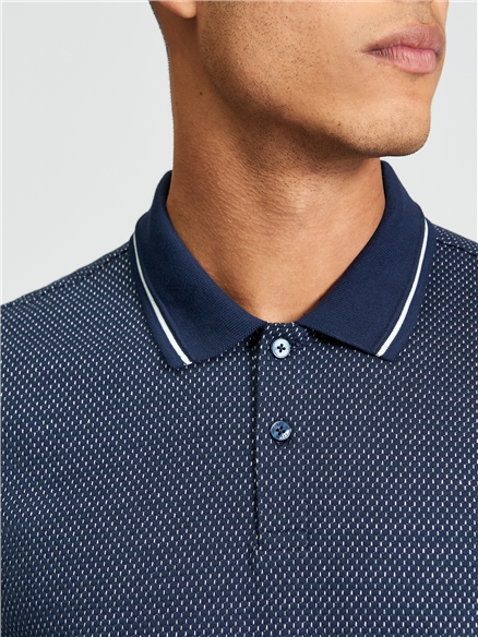 Jacquard Polo in Dark Navy
