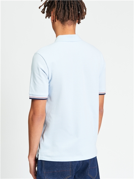  Short Sleeve Placket Interest Polo in Powder Blue