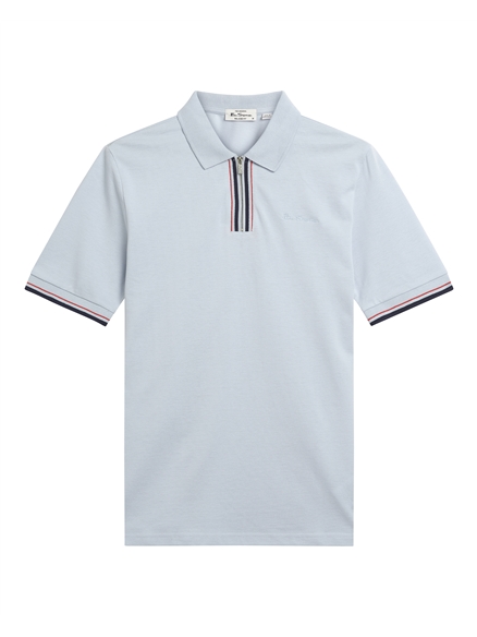  Short Sleeve Placket Interest Polo in Powder Blue