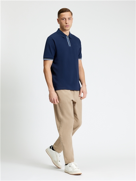  Short Sleeve Placket Interest Polo in Dark Navy