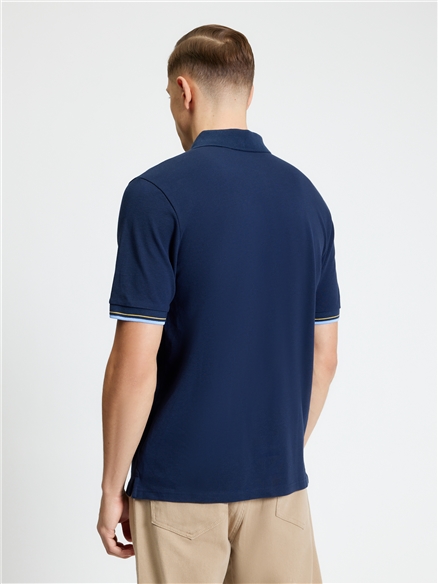  Short Sleeve Placket Interest Polo in Dark Navy