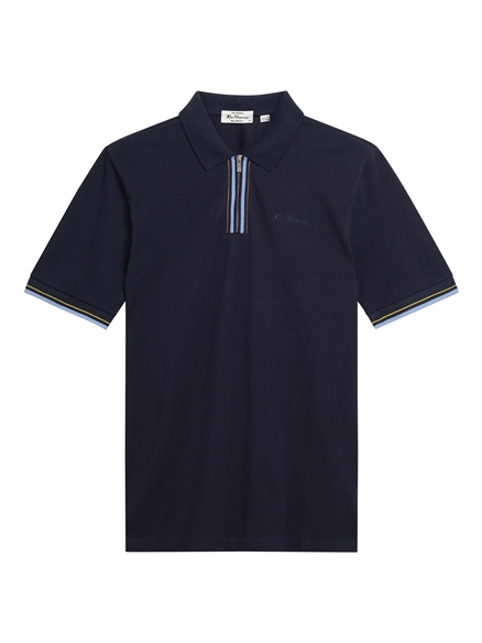  Short Sleeve Placket Interest Polo in Dark Navy