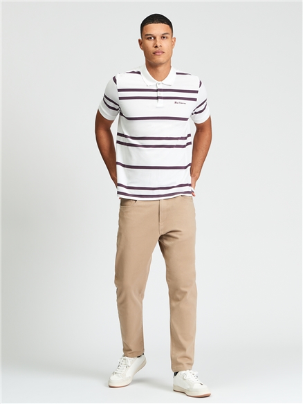Sport Stripe Polo in Snow White
