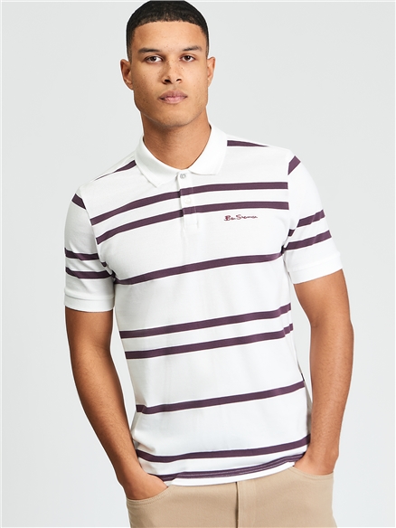 Sport Stripe Polo in Snow White