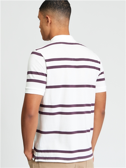 Sport Stripe Polo in Snow White